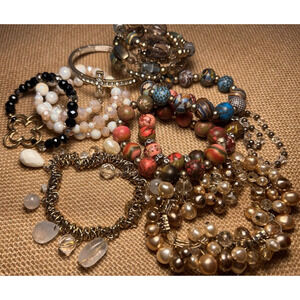 Mixed Lot Bracelets Viva Beads/Rhinestones--10 total-- Use for Jewelry making